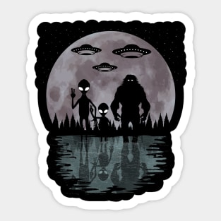 Bigfoot And Alien Sticker